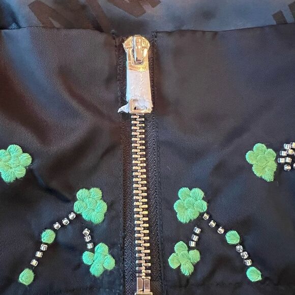 GANNI floral-embroidered crystal-embellished top Black Green size US 0 EU 32 - Picture 4 of 6